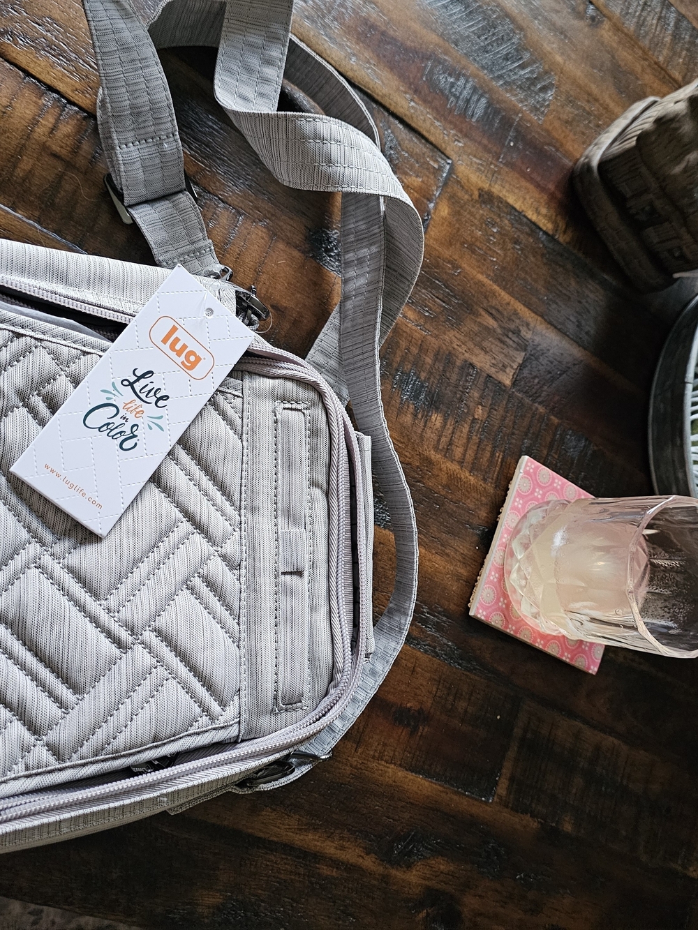 lug Flapper Quilted Crossbody Bag in Light Gray